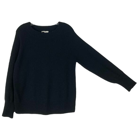 Nwot VINCE Sweater M Black Cashmere Wool Ribbed-Neck-Cuff-Hem Long-Sleeve - Picture 1 of 11